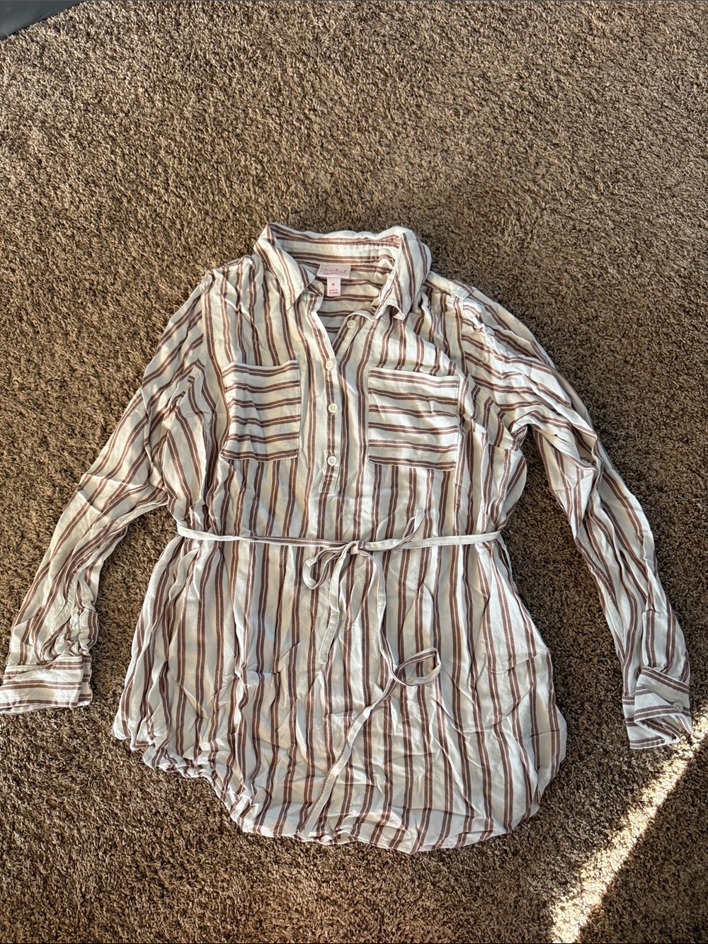 Isabel Cream Shirt with Brown Stripes